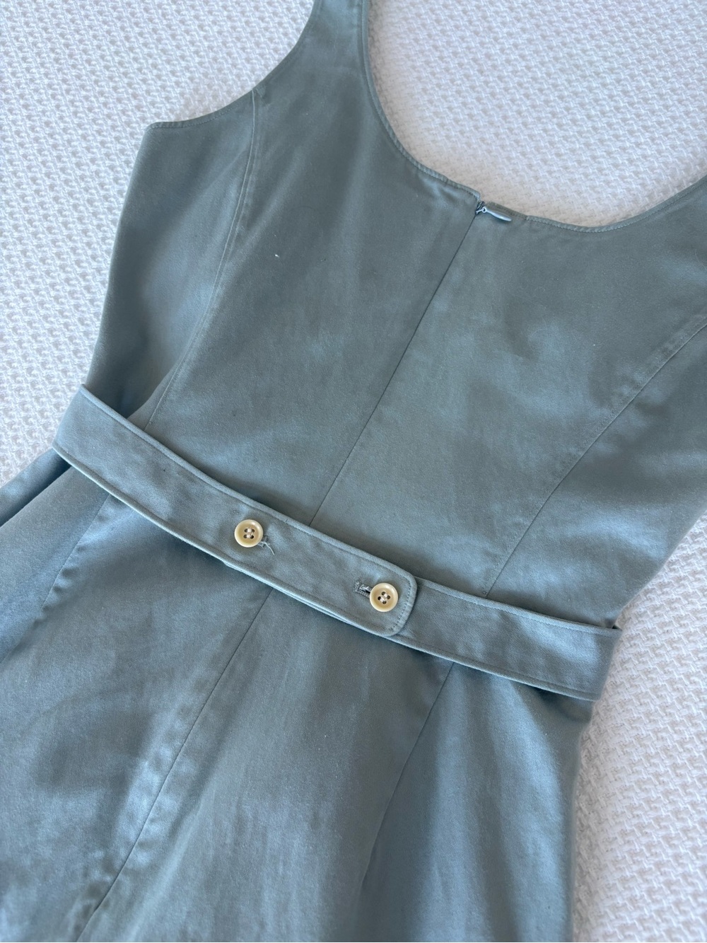 J Crew Scoop Neck Mint Sleeveless Sheath Dress with Button Belt - Picture 3 of 4